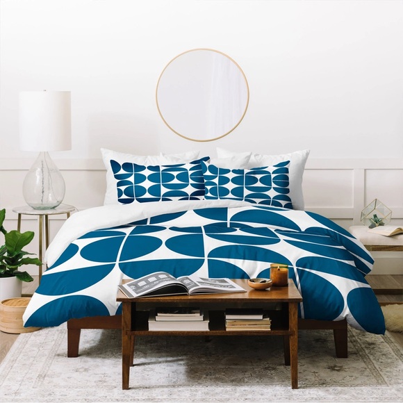 Blue and White Geometric Duvet Cover Set - Picture 1 of 2